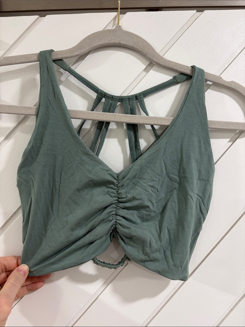 True Nature Sage Green Strappy Ruched Set